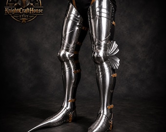 Medieval Knight Gothic Leg Armor Set - Steel Leg Greaves, German Leg Guards Armor , Wearable LARP Cosplay Reenactment Halloween Costume .