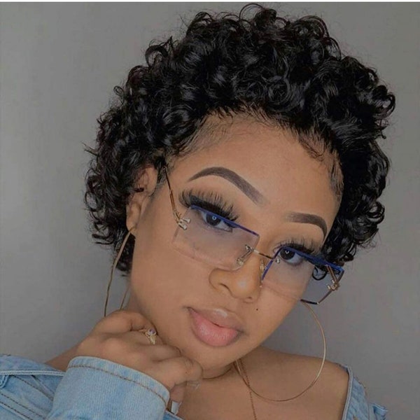 Lace Front Wigs for Women Short Curly Human Hair Wig Pre Plucked With Baby Hair 150% Density 13x1 Curly Lace Front Brazilian Real Hair Wigs