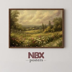 Wildflower Meadow Printable Wall Art | Serene Golden Hour Spring Landscape