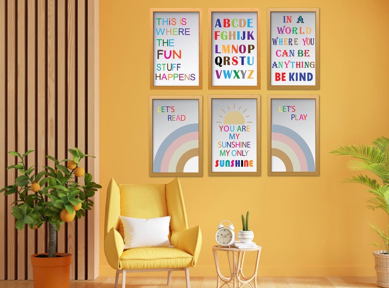 Playroom Art Set of Six Playroom Poster Playroom Decor Etsy