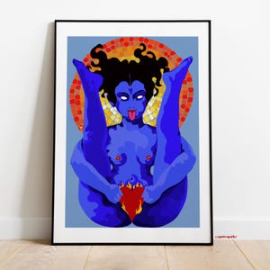 Stampa d’autore | "Sheela na Gig Blu" |  Illustrazione di @apotropaike | stampa fine art su carta Hahnemühle