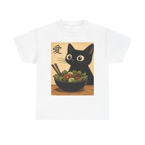 Cute Cat T-Shirt, Unisex Softstyle Tee, Cat Lover Gift, Animal Themed Shirt, Foodie Cat Apparel, Fun Pet Fashion