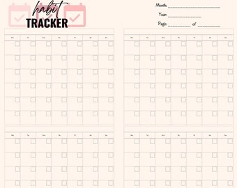 Habit Tracker MONDAY Start, Organisation, Planner, Diary, Journal, Instant Printable Download