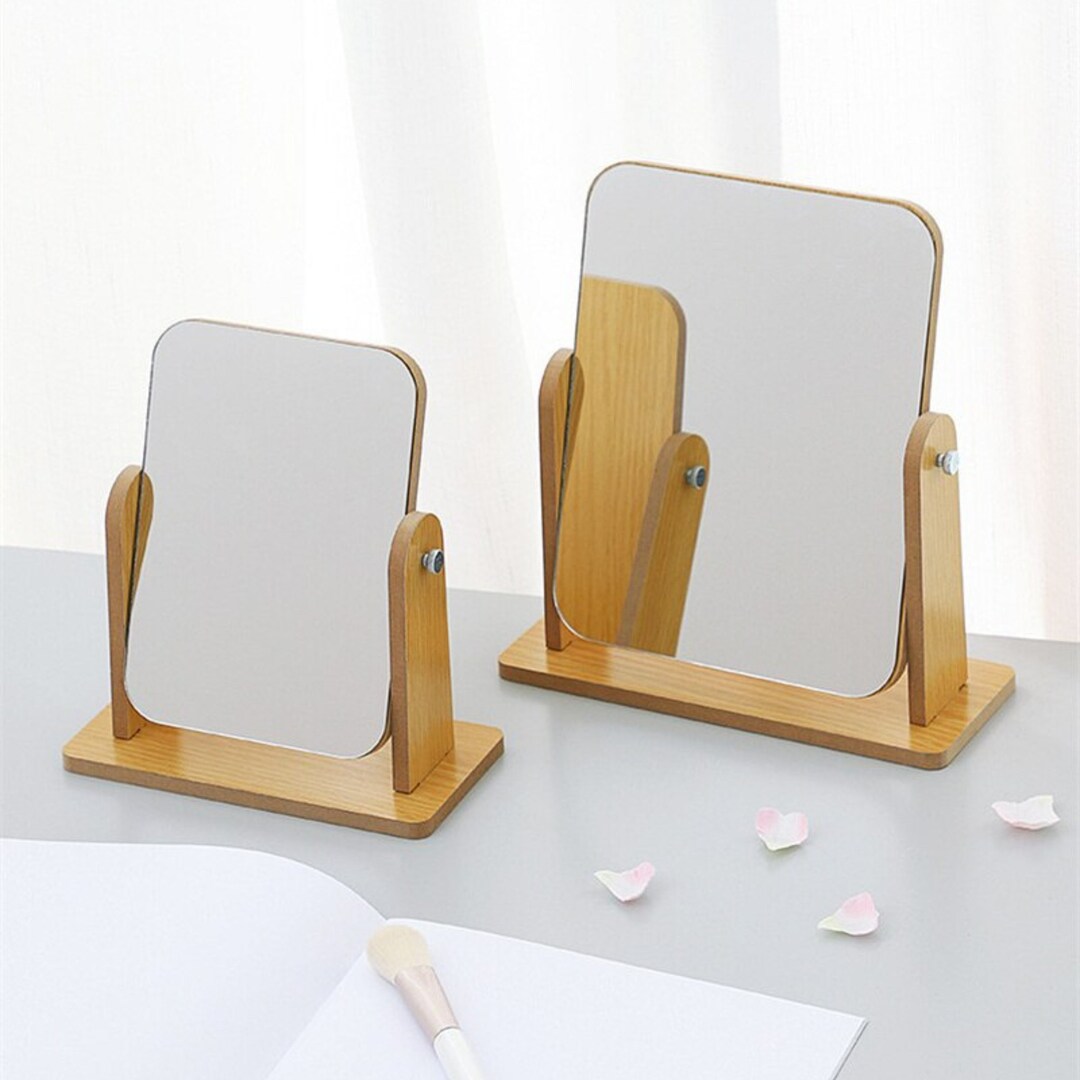 Square Nordic Wooden Vanity Mirror Mid Century Dressing Table Etsy