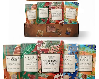 Vegan Spice Gift Set - 5 Chef-Made Plant-Based Seasoning Blends with Zaatar, Aleppo, Wild Rose Harissa, Umami & Tuscan for Foodies