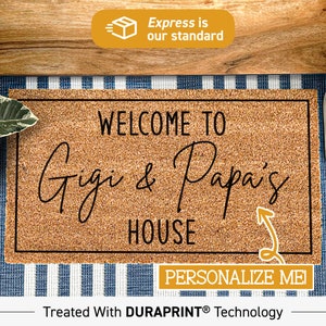 Felpudo de bienvenida a la casa de Gigi y Papa, felpudo personalizado para abuelos, felpudo personalizado, regalo para abuelos, regalos personalizados para abuelos