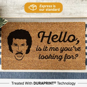 Funny Doormat, Hello Is It Me You're Looking For Lionel Richie Doormat, Hello Lionel Custom Door Mat, Lionel Richie Coir Rug, Lionel 41