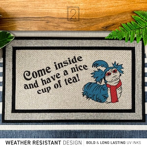 Labyrinth Worm Film Quote Outdoor Doormat, Worm Cup of Tea Quote Doormat, Fandom Funny Gift, Custom Welcome Doormat, Worm All Weather Rug