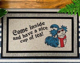 Labyrinth Worm Film Quote Outdoor Doormat, Worm Cup of Tea Quote Doormat, Fandom Funny Gift, Custom Welcome Doormat, Worm All Weather Rug