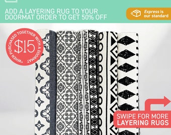 ADD ON ONLY Patterned Cotton Layering Rug, Underlay Porch Rug, Patterned Woven Rug, Under Doormat Rug, Entry Layering Rug, Underlay For Mat