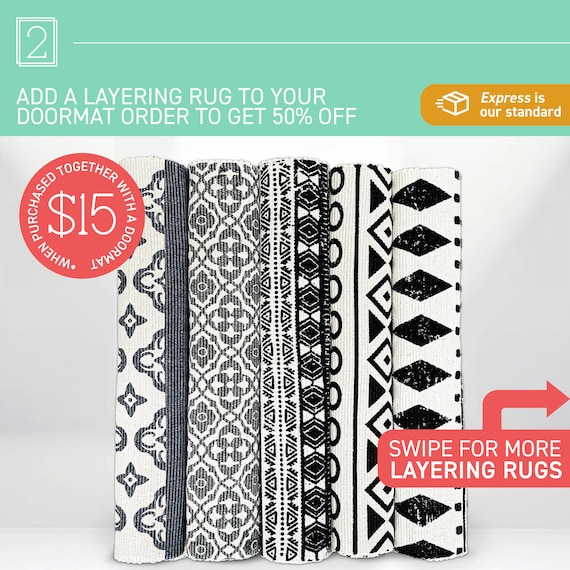 ADD ON ONLY Patterned Cotton Layering Rug, Underlay Porch Rug, Patterned Woven Rug, Under Doormat Rug, Entry Layering Rug, Underlay For Mat