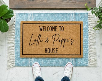 Luxury Grandparent Porch Décor | Custom Name Rug | Natural Coir Fibre