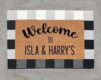 Isla and Harry Welcome Mat | Layered Buffalo Plaid Set | Front Porch Décor