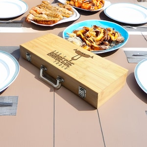 Custom BBQ Set, Grill Set, Wood Grilling Set, BBQ Set, Tool Set, Grilling Tool Set, Custom Tool Set, Barbecue Gift, BBQ Gift, Father&#39;s Day