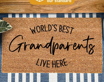 Personalized Doormat, Worlds Best Grandparents Live Here Custom Doormat, Personalized Grandparents Welcome Rug, Customized Family Mat 90