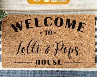 Personalized Lolli and Pop&#39;s Doormat - Custom Family Name Welcome Mat