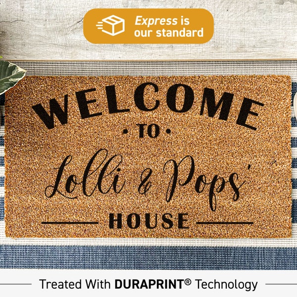 Personalized Lolli and Pop's Doormat - Custom Family Name Welcome Mat