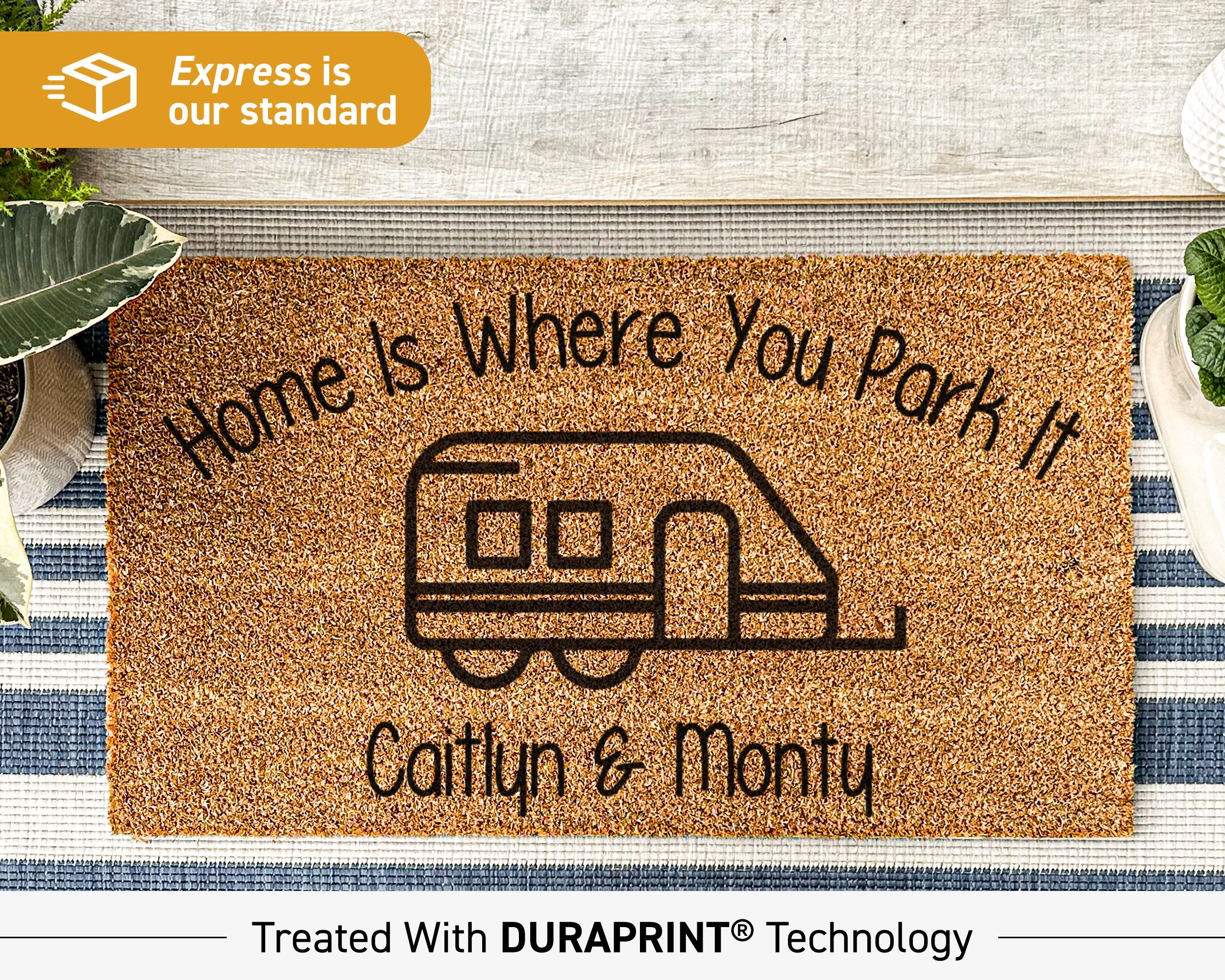 Custom Name Camper Doormats with Heavy-Duty 24x16 30x18 Inch Non-Slip Campi Personalized Welcome To Our Campsite Doormat - Custom Text