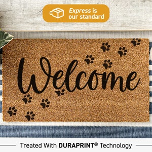 Aangepaste deurmat, aangepaste deurmat welkom hond poot, deurmat huisdier welkom, decoratie hond, hond moeder geschenken, hond moeder geschenken, hond vader geschenken 31