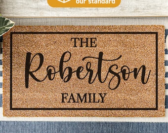 Family Name Doormat Which Makes A Perfect Housewarming Gift For New Families, Customized Family Name Coir Doormat With Personalized Names