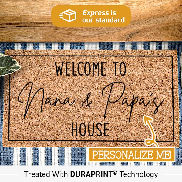 Welcome to Nana and Papa's House Doormat, Custom Grandparents Doormat,Personalized Doormat,Grandparents Gift,Personalized Gifts Grandparents