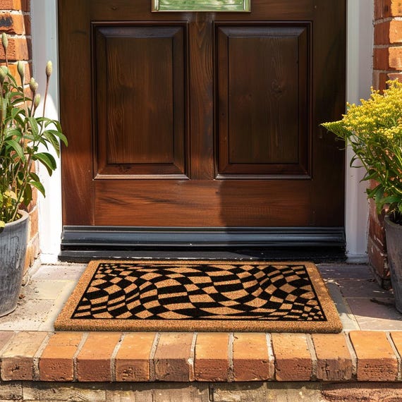 Contemporary Pattern Doormat, Mid Century Inspired Outdoor Mat for Stylish Entry, Mid Century Inspired Rug for Front Door, Custom Rug 2D639