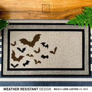 Bat Welcome Weatherproof Doormat, Halloween Home Decor Gift, Custom Colorful Bat Welcome Doormat, Bat Door Mat, Colourful Halloween Doormat