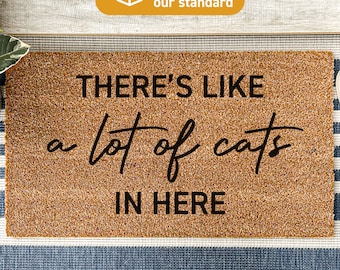 Funny Doormat, There's like a lot of cats in here, custom cat doormat, gift for pet lovers, welcome cat rug, cat lover gifts, Cat Mat 21