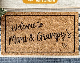 Welcome  To Mimi & Grampy's, Perfect Gift For Christmas, Custom Made Doormat, Welcome Mat, Loving Gift For Family, Grandparent Gift