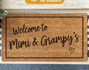 Welcome  To Mimi & Grampy's, Perfect Gift For Christmas, Custom Made Doormat, Welcome Mat, Loving Gift For Family, Grandparent Gift