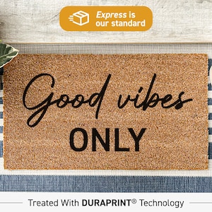 Aangepaste deurmat, deurmat alleen goede vibes, deurmat schattig, nieuw interieur, deurmat positiviteit, welkomstmat good vibes, tapijt positief denken 46