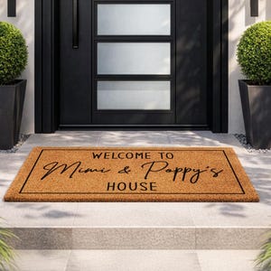 Elegant Script Welcome Mat | Personalized Grandparent Present | Entry Rug