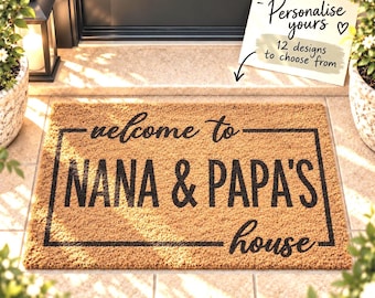 Personalized Coir Doormat for Nana & Papa, Welcome Mat for Grandparents