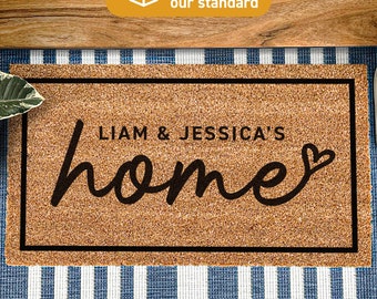 Personalized Doormat with heart, customized couple name mat, housewarming doormat, new home decor door mat, gift ideas for him and her 68