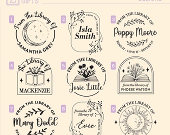 Custom Book Stamp, Bookplate Stamp, From the Library of Custom Book Embosser, Ex Libris Personalized Book Stamp, Custom Self Inking Stamp