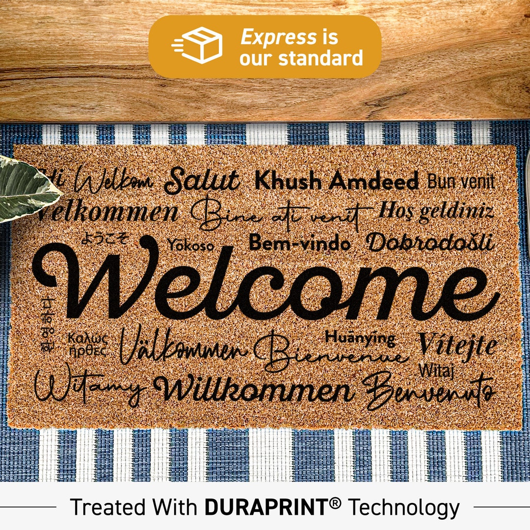 Doormat in Multiple Languages, Rug in Different Language, New Home Housewarming