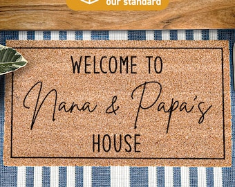 Welcome To Nana & Papa's House Doormat, Custom Grandparent Doormat, Grandparent Gift, Personalized Doormat, Personalized Gifts Grandparents