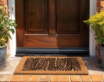 Vine Print Mat, Mid Century Patterned Entry Rug for Stylish Homes, Patterned Doormat with Vintage Aesthetic, Front Door Rug 2D640