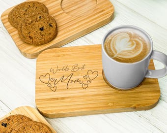 Personalized Tea & Biscuit Board, Wooden Tea Tray, Breakfast Board, Tea and Toast Gift for Mom, Nanny, Grandparents, Mother's Day, Birthday