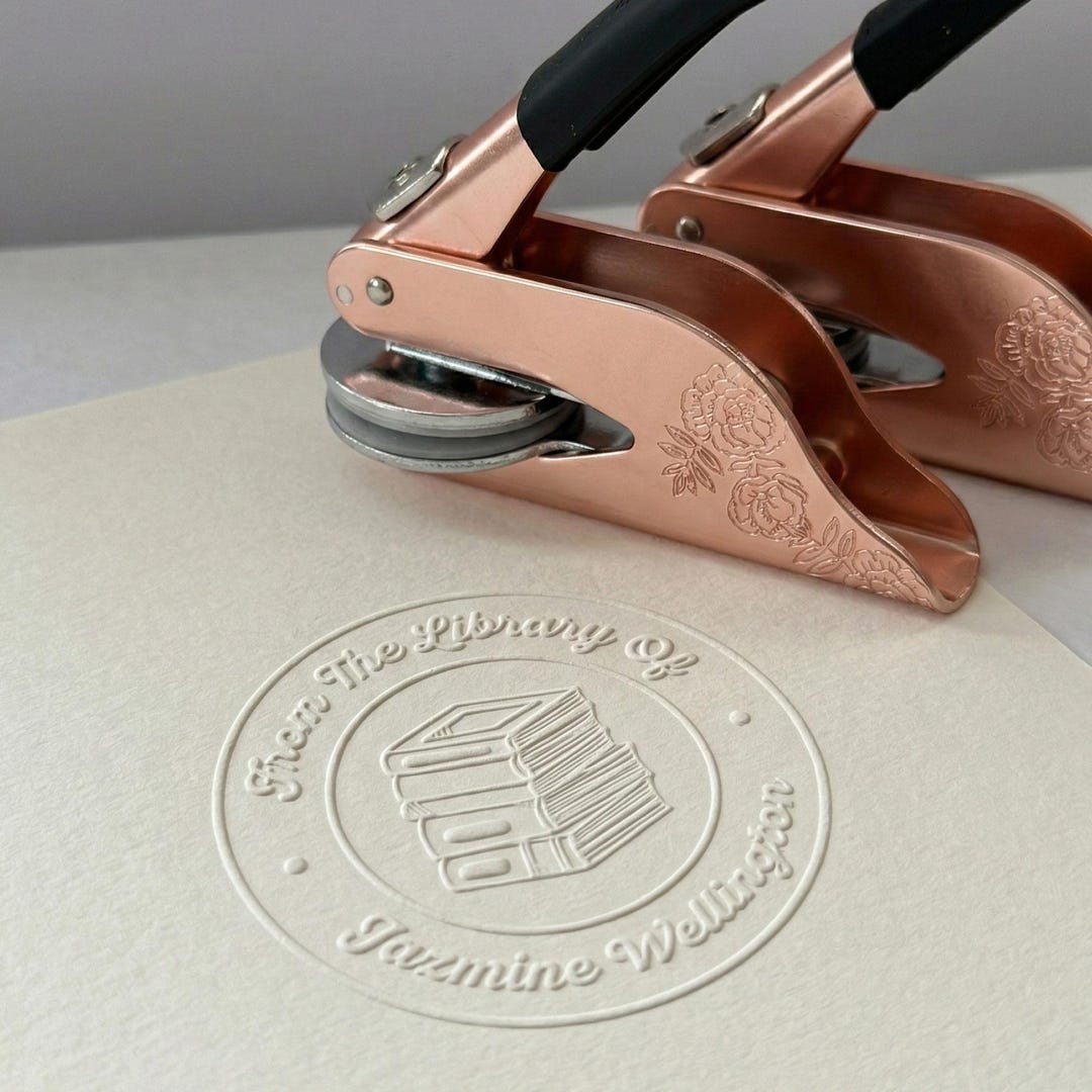 Personalized Engraved Flower Book Embosser, Custom Library Stamp - Etsy