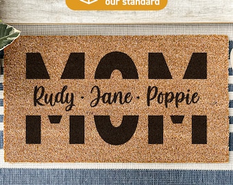 Personalized Doormat, Custom mom and family personalized door mat, mother's day doormat, mother's day gift, mom home decor, welcome mat  102