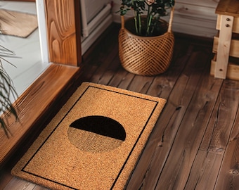Minimalist Patterned Coir Doormat, Mid Century Style Entry Mat, Retro Modern Porch Decor, Modern Abstract Doormat, Custom Entryway Decor 627