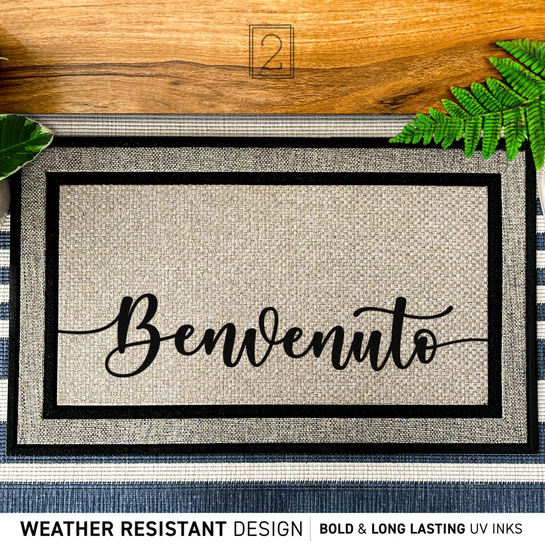 Italian Outdoor Weatherproof Doormat, Italy Doormat Saying Benvenuto, Outdoor