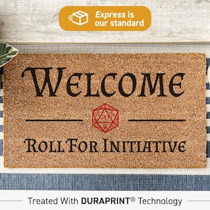 Custom Doormat, Dungeons & Dragons Roll For Initiative Doormat, D20 Dice Welcome Door Mat, DnD Geek Chic Fandom Gift Ideas 123