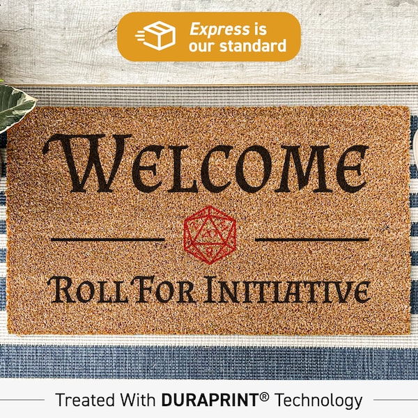 Custom Doormat, Dungeons & Dragons Roll For Initiative Doormat, D20 Dice Welcome Door Mat, DnD Geek Chic Fandom Gift Ideas 123