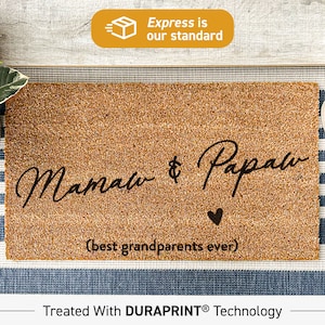 Personalized Mamaw and Papaw Door Mat - Custom Family Gift