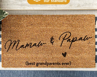 Personalized Mamaw and Papaw Door Mat - Custom Family Gift