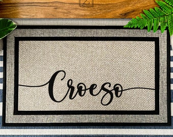 Welsh Welcome Doormat Saying Croeso, Welcome In Different Languages, New Home Decor, Welcoming Doormat For Your Porchway, Custom Welcome Rug