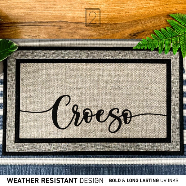 Welsh Welcome Doormat Saying Croeso, Welcome In Different Languages, New Home Decor, Welcoming Doormat For Your Porchway, Custom Welcome Rug