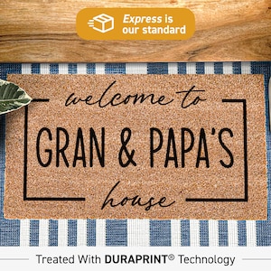 Personalised Doormat, Welcome To Gran & Papa&#39;s House Door Mat Rug, Grandad Gift, Grandma Gift, Nanny Gift, Personalized Relative Doormat 88